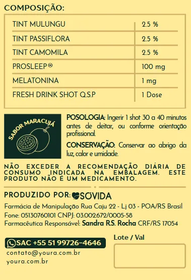 Rótulo de composição completa YOURA Night Health Shot